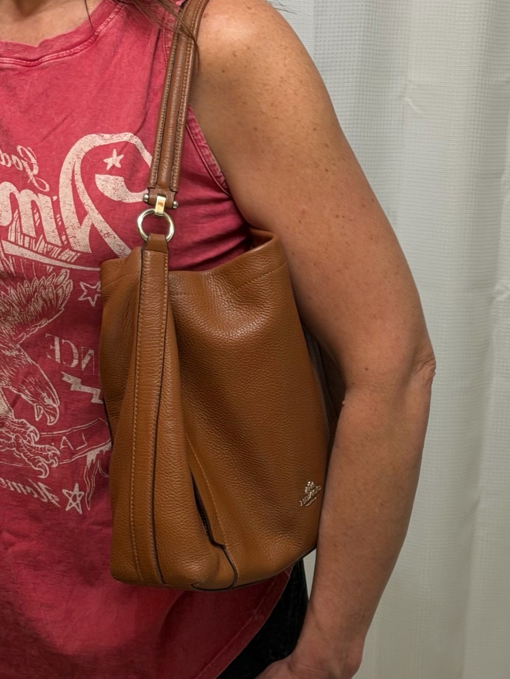 Coach Cognac Pebbled Leather Shoulder Bag - Picture 10 of 11
